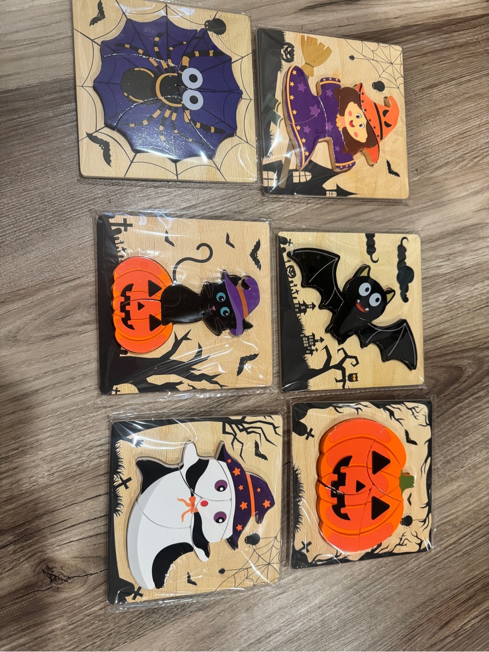 Wood Wood Halloween Wooden Chunky Puzzle Set - Orange, Black, Purple, White